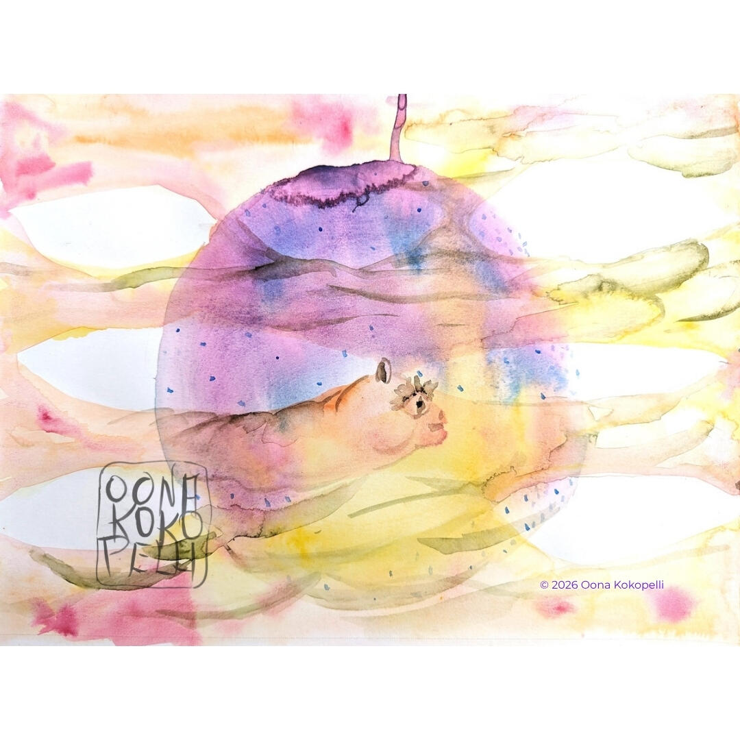 The watercolor "The Creature From Syrius" is episode #1 of "Rituals of Light" series, where Oona paints spontaneously at the water's edge. Enjoy the magic!