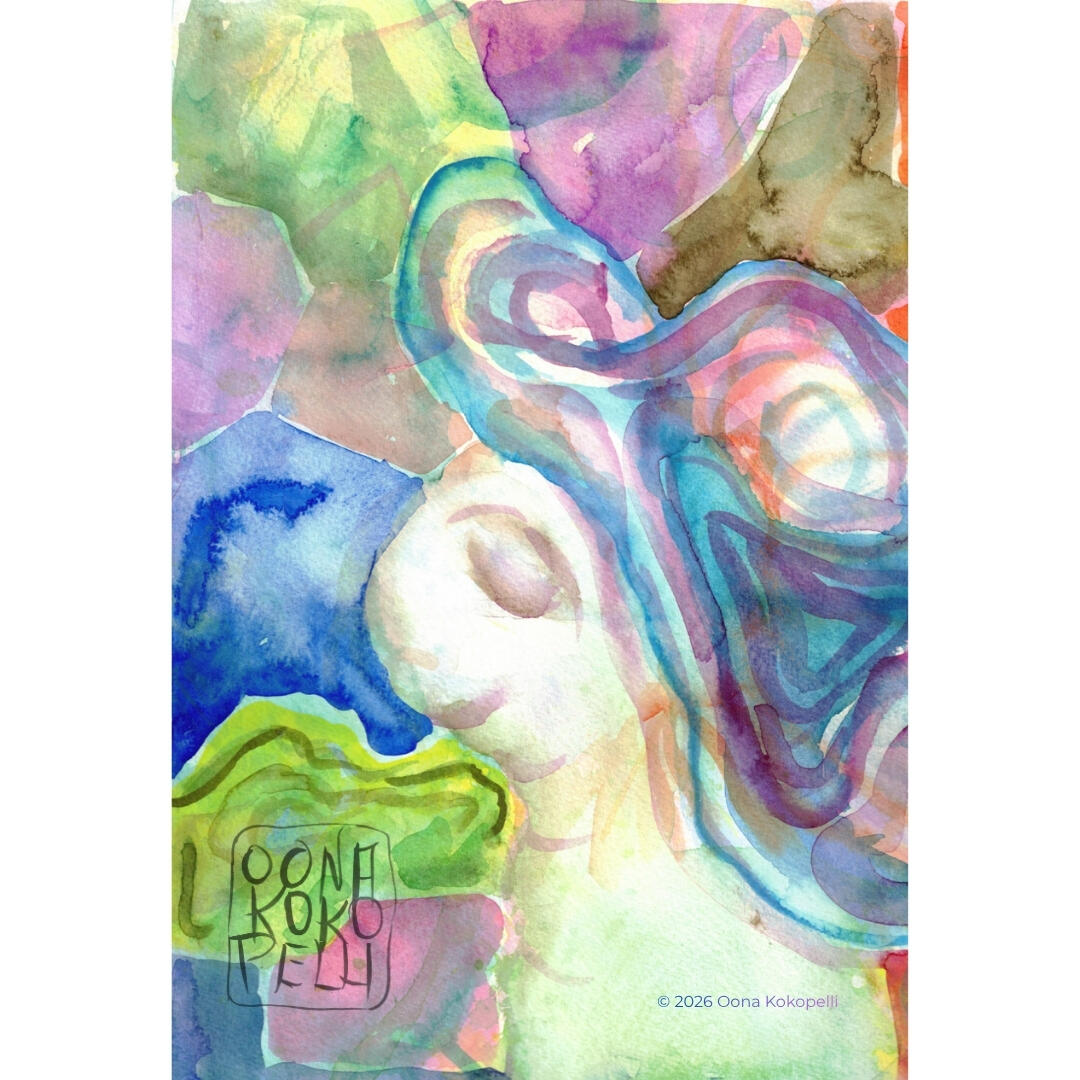 A turtle painted at the water's edge — spontaneously, in real time, with nothing but pigment and light. This is "La Grandezza", part of the Rituals of Light watercolor series